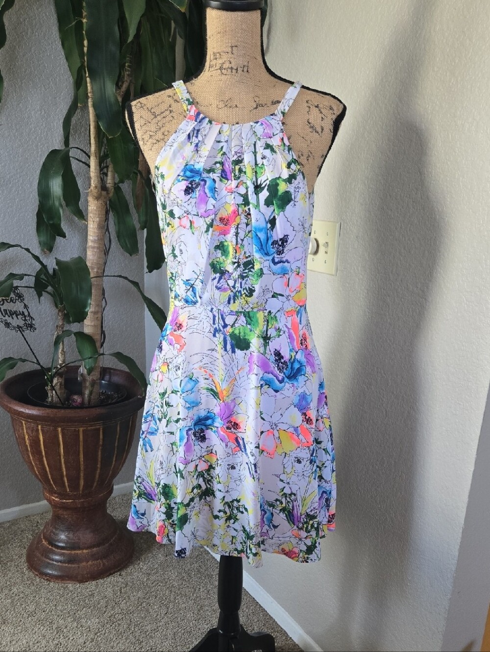 Express White Multicolor Floral Dress